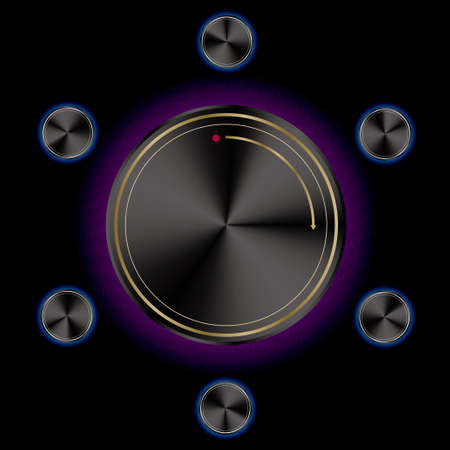 Black knob design. The background is black.のイラスト素材