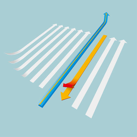 Creative design of the arrow. Isolated on blue background.のイラスト素材