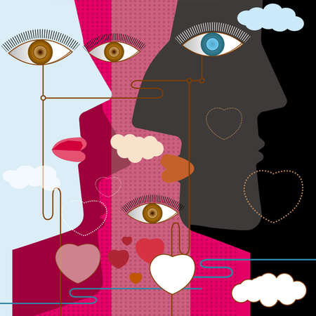 Surreal artwork. Composed of an adult's face.のイラスト素材