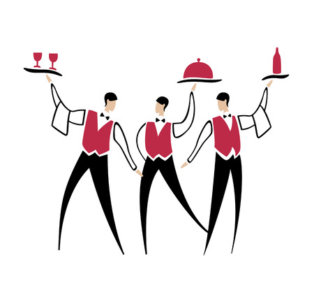 Three funny waitersのイラスト素材