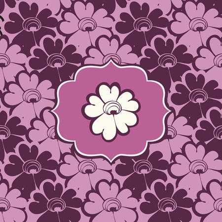 Vector pattern with pink flowers and frameのイラスト素材