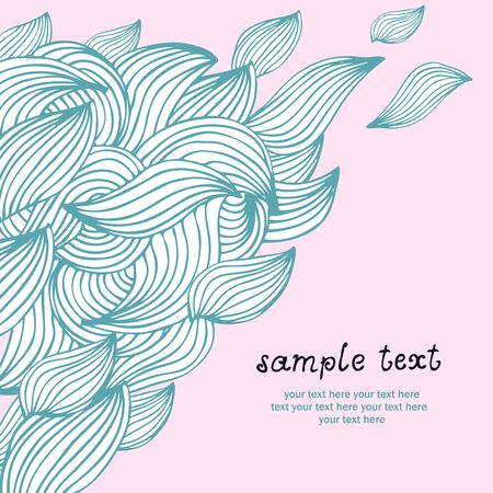 Floral leaf waves illustration on pink backrgoundのイラスト素材