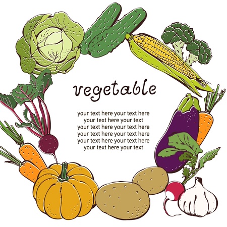 Vegetable background with text frameのイラスト素材