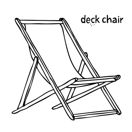Deck chair isolated on white background, hand drawn vector illustrationのイラスト素材