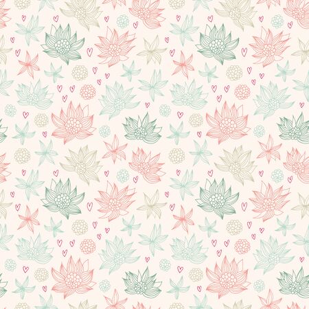 Baby pattern with flowers and hearts, seamless vector backgroundのイラスト素材
