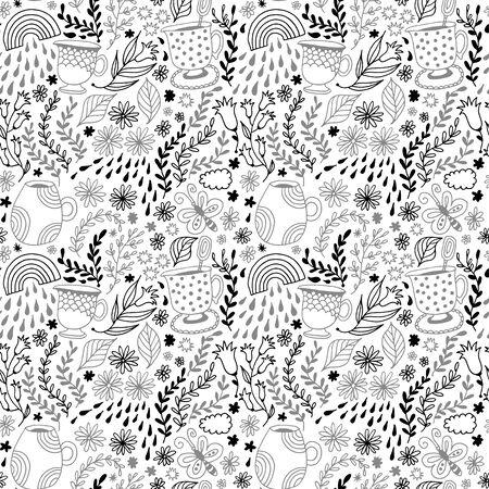 Seamless floral pattern, vector flower backgroundのイラスト素材