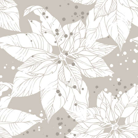 Flowers pattern, seamless vector background with poinsettia flowers, textile ornamentのイラスト素材