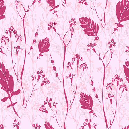 Flower doodle pattern, vector hand drawn floral backgroundのイラスト素材