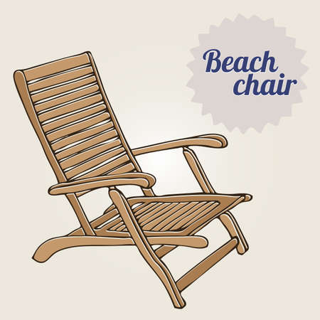 Vintage illustration beach chair, vector drawingのイラスト素材