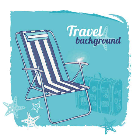 Vintage illustration beach chair, vector drawingのイラスト素材