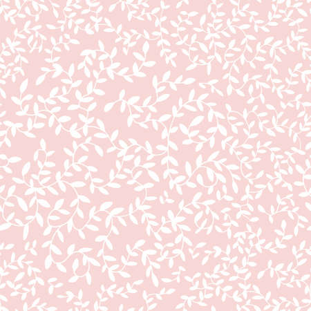 Delicate floral vector pattern, seamless background with hand drawn tender leaves, baby backgroundのイラスト素材