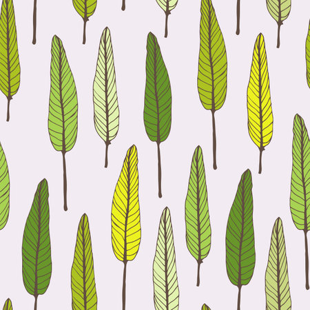 Leaves seamless vector pattern, hand drawn illustrationのイラスト素材