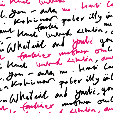 Handwritten abstract text seamless pattern, vector script background, hand drawn illustrationのイラスト素材
