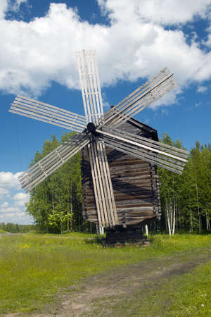 Wind mill of the north country,Russian traditional architectureの写真素材