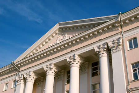 Classical style of the architecture, building with pillar, blue sky
