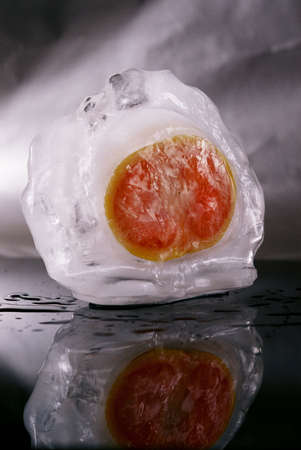 Frozenned grapefruit,harvest of the ice ageの写真素材