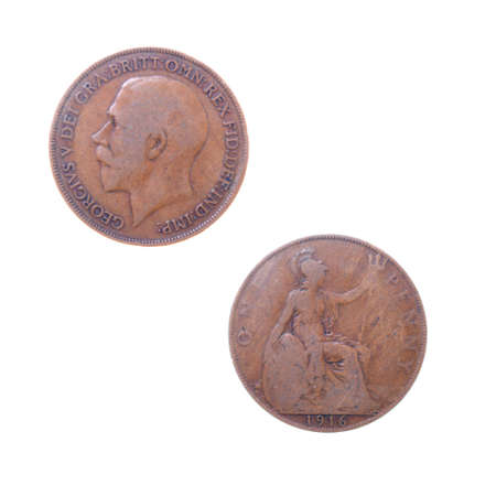 Old coins to England,Great britain,set of coins from different countries isolated on a white backgrounの写真素材