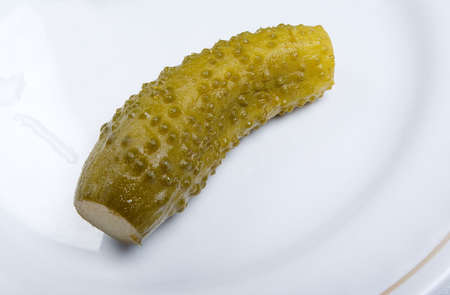 salty cucumber on plateの写真素材
