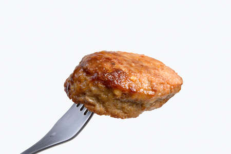 chop on fork.Pork chop.tasty foodの写真素材