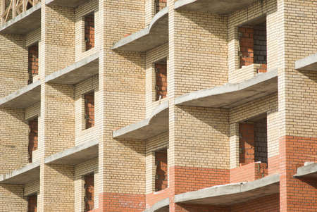 The Construction of the building. Balconies and windowの写真素材