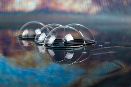 Bubbles with mirror images,abstract magic background