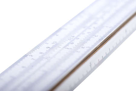 Measuring straightedge close-up .Object on a white background.の写真素材
