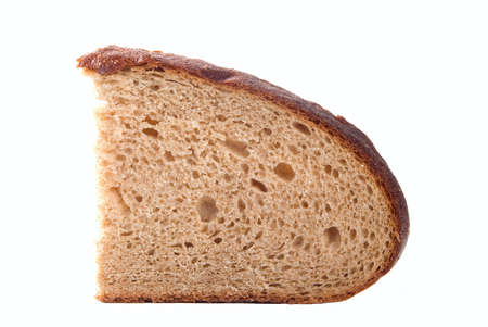 Cut Bread,Slice of brown bread. Isolated on white.の写真素材