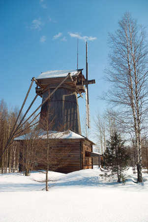 Wind mill of the north country,Russian traditional architectureの写真素材