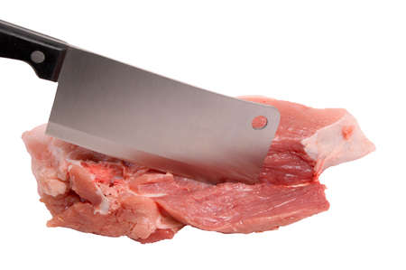 Chopping of meat,cutlass and fresh  porkの写真素材