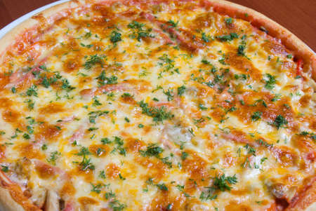 Tasty Italian pizza  on plate.Italian kitchen.Close-up の写真素材