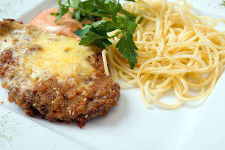 Chop on Milan with paste and sauce.talian kitchenの写真素材