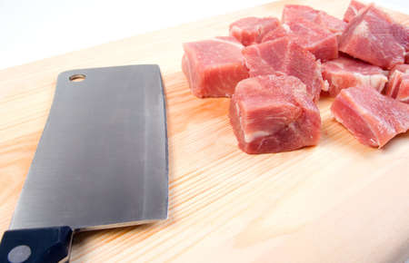 Chopping of meaton wooden boardの写真素材