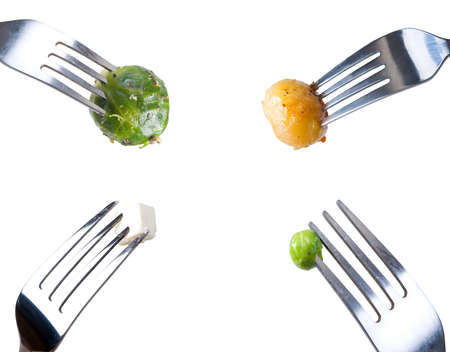 four forks with mealの写真素材