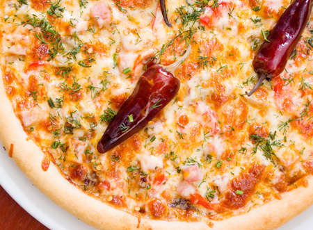 Supreme Pizza with sharp pepper.Natural form foods.の写真素材