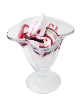 Ice cream studio isolated on white background. in glass bowl 