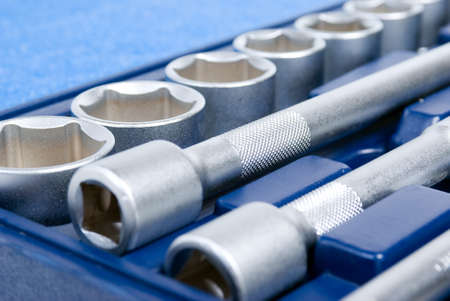 set of metallic tools as background close-upの写真素材