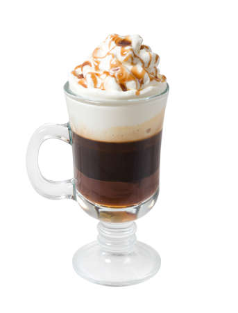 chocolate Coffee cocktail cup .Isolated on white backgroundの写真素材