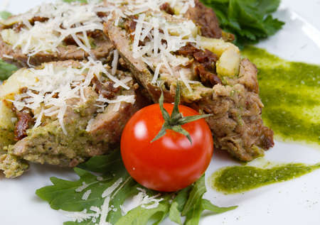 Italian kitchen.meat loafs with vegetableの写真素材