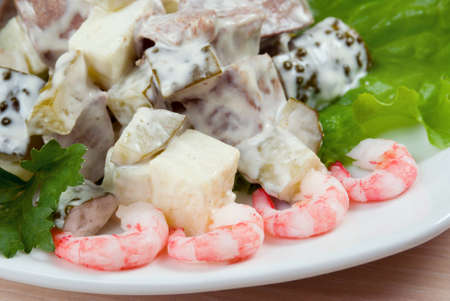 salad seafoods.tunec,prawns,vegetables..Italian kitchen.の写真素材