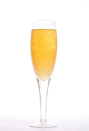 Closeup of the bubbles in a glass of champagne on white backgroundの写真素材