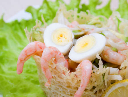 salad seafoods.tunec,prawns,vegetable..Italian kitcheの写真素材