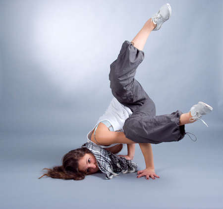 cool looking dancer posing . breakdanceの写真素材
