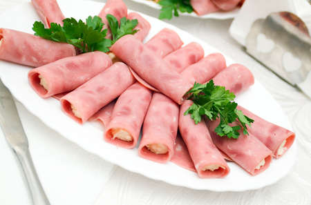 ham with cheese. Shallow depth-of-field. の写真素材