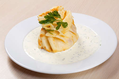 tasty home pancakes r  on plateの写真素材