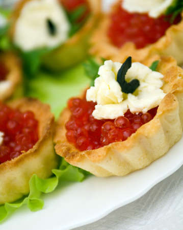   Canapes with red caviar   . Shallow depth-of-fieldの写真素材