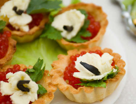   Canapes with red caviar   . Shallow depth-of-fieldの写真素材