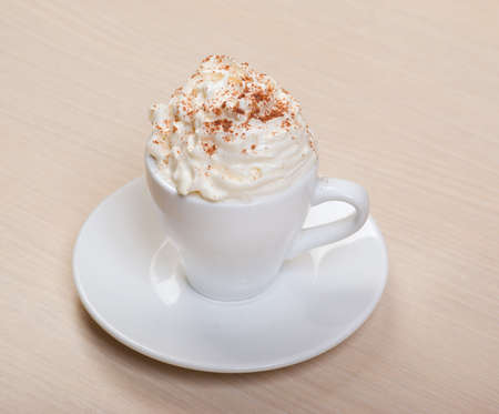 cappuccino drink with cream .Cup of coffee の写真素材