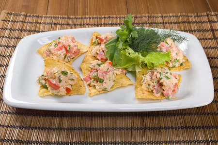 Canape with vegetable and rice. closeupの写真素材