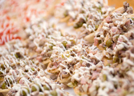  Delicious meat-vegetable tartlet  .Shallow depth-of-field