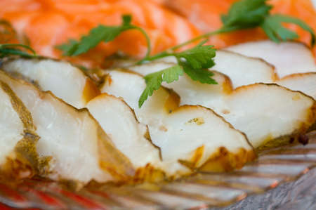 Seafood arrangement.salmon,halibutの写真素材